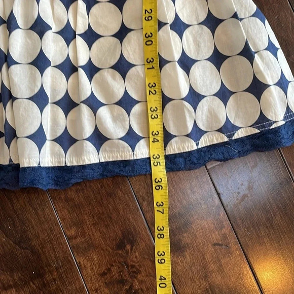 Gracia sleeveless mini dress Polka dot pleated Blue & cream Lined Size L Lined - Picture 7 of 15